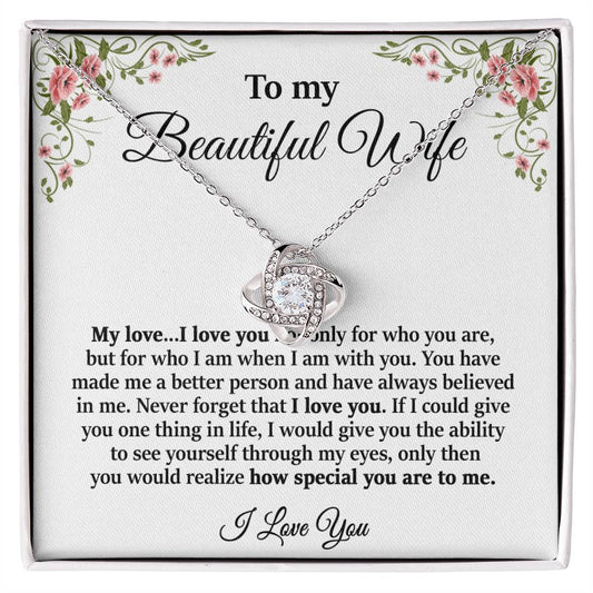 To My Beautiful Wife - Love Knot Necklace
