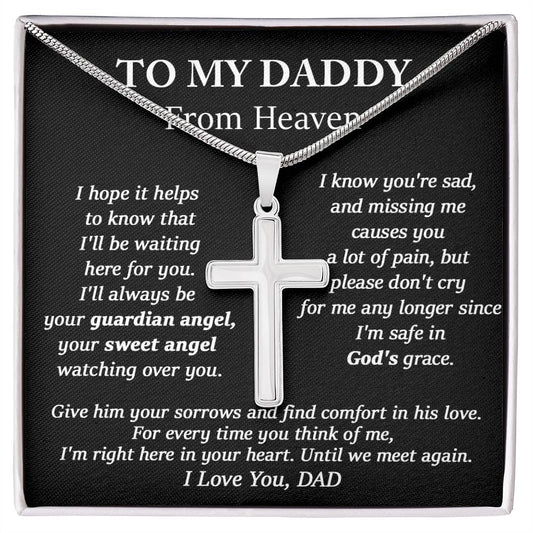 Angle Baby Gift For Dad From Heaven - Cross Necklace Detail